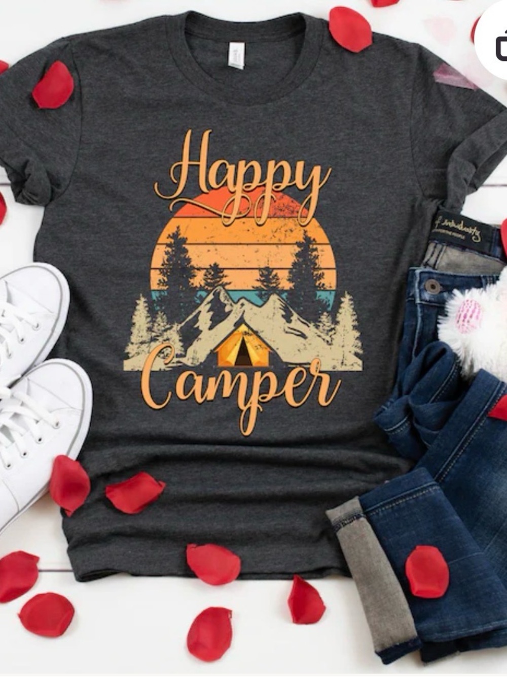New Graphic tee / Happy Camper tshirt / outdoors / camping